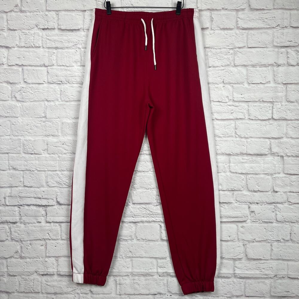 Joggers maroon/red and white with drawstring size XL